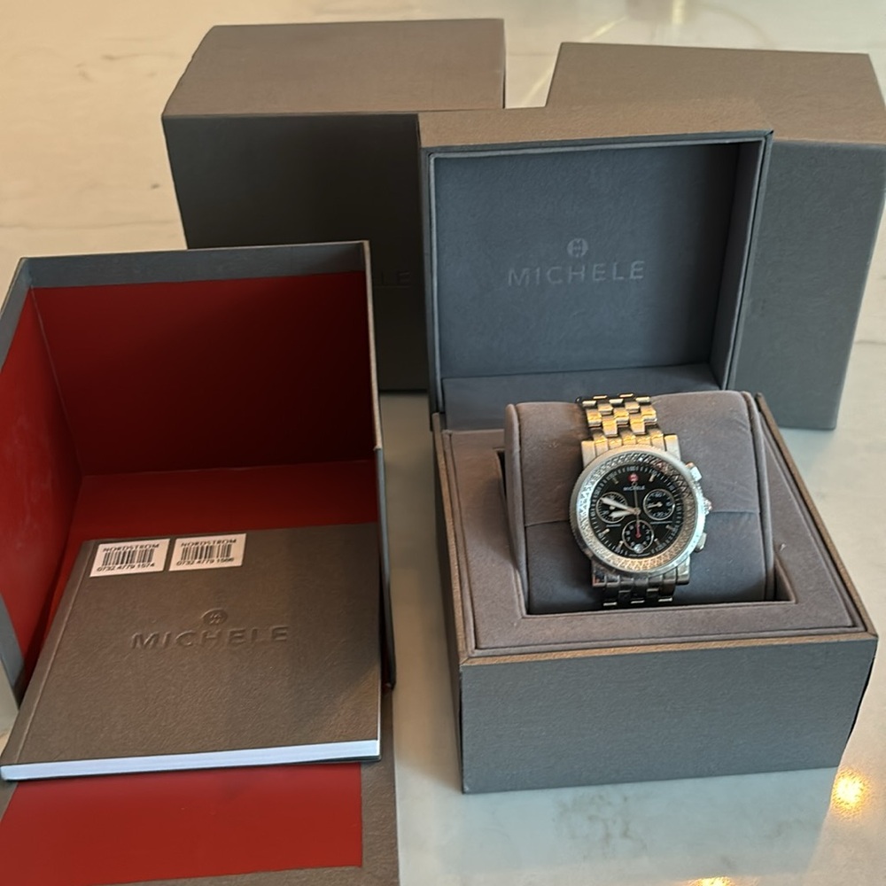 Michele chrome black watch